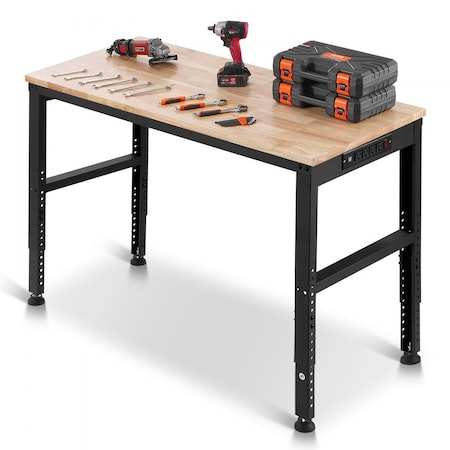 Vevor Adjustable Workbench 48 x 20-inch Workshop Bench with Power Outlets M4820