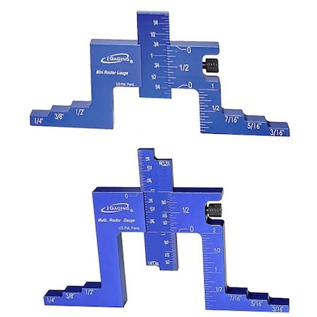 Igaging 1in and 2in Mini and Multi Adjustable Router Depth and Center Gauge Set 36-RG-22