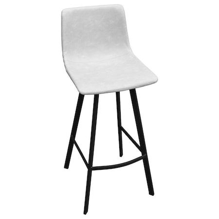 Leisuremod Elland Upholstered Leather Bar Stool With Iron Legs & Footrest, Light Grey ES29LGR