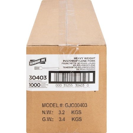 Genuine Joe Heavyweight Fork - Black, 1000PK GJO30403