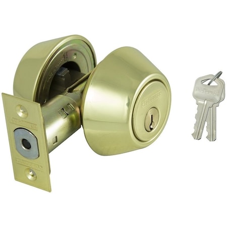 Prosource Deadbolt, 3 Grade, Polished Brass, 2-3/8 to 2-3/4 in Backset, KW1 Keyway DB72V-PS