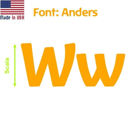 Aacc Self-Adhesive Vinyl Letter: W, Scale: 3 in. Color: Orange Font: Anders by, 8PK AACC-Anders-UW-Orange-I3x8