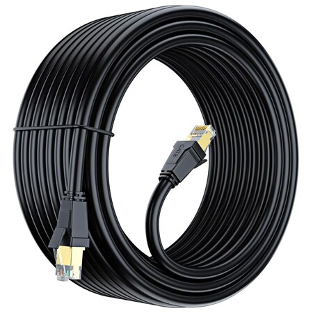 Maximm 100ft Cat8 Ethernet Cable with Gold-Plated RJ45 Connector, Black C8-100FT-BLACK