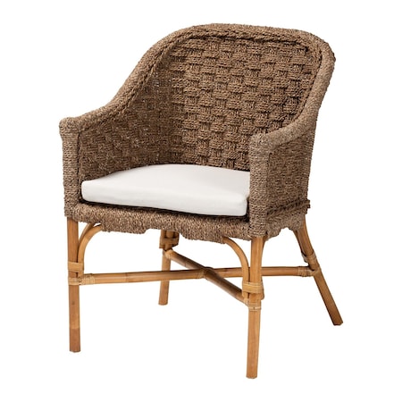 Bali & Pari Luis Bohemian Natural Seagrass and Rattan Arm Chair 250-13658-ZORO