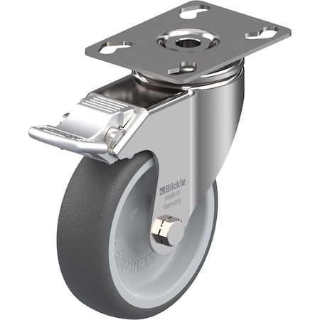 Blickle Swvl Plate Cstr, Plyurthane, 4", Brake LKPXA-PATH 101G-FI