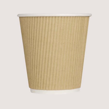 Karat Ripple Hot Cups, 10 oz, Paper, Kraft/White, 500PK C-KRC510