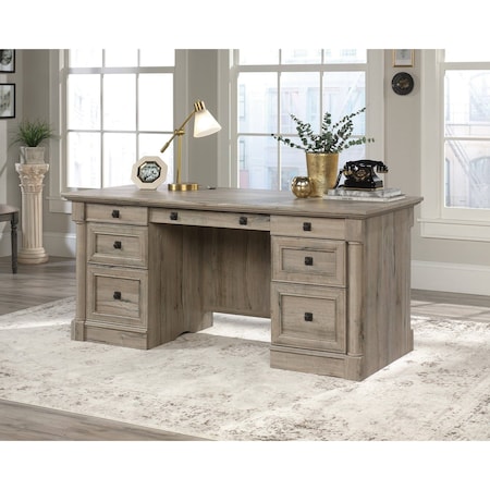 Sauder Executive Desk, 29.606 in H, 65.118 in W X Split Oak 424809