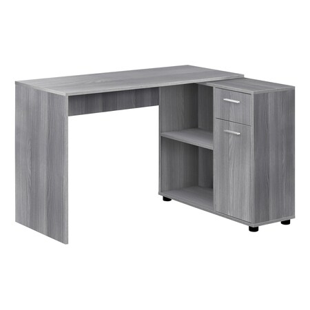 Homeroots 46" Gray L Shape Computer Desk With Two Drawers 333481