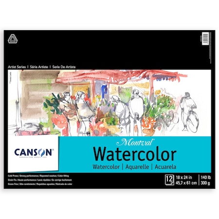 Canson Artist Series Montval Watercolor Pad, Foldover Binding, 12 Sheet, 18x24 inch C100511055