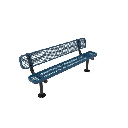 Mytcoat 6ft Outdoor Bench with Back, Surface Mount, Light Blue, Expanded Metal, Textured Coating 804185