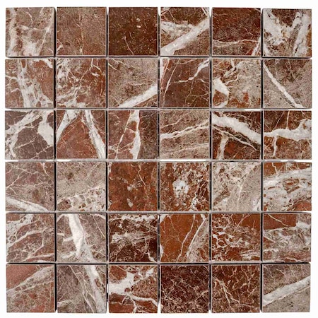 Apollo Tile Regalia 12x12 in. Rosso Levanto Matte Gres Porcelain Uniform Square Mosaic Tile, 6PK APVEL88ROSMOS22