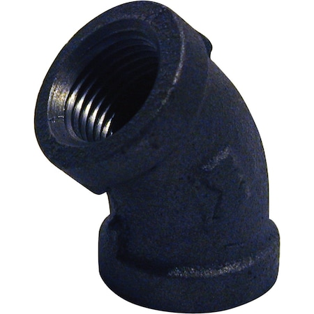 Southland 1-1/4'' 45 Deg. Malleable Black Iron Elbow, 1/8 Bend 520-206BG