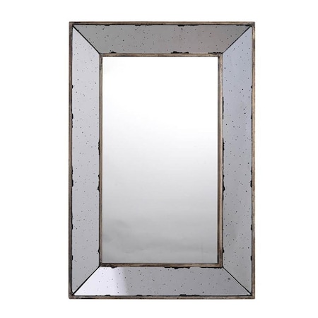 Homeroots 20" Silver Framed Antiqued Accent Mirror 485121