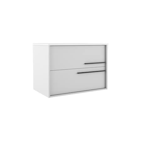Homeroots 32" Off White Wood Floating Bathroom Vanity With White Sink And Two Drawers 624092