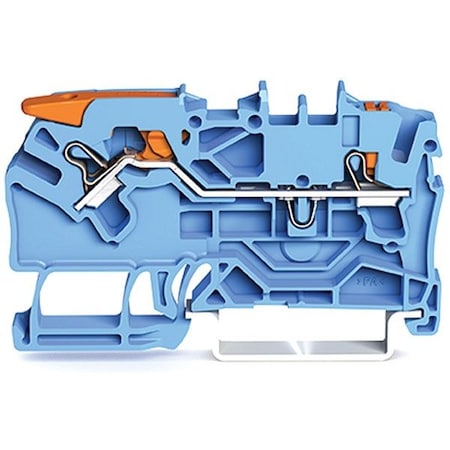 Wago Terminal Block, 2.42" L, 1.55" W, 800V, Blue 2102-5204