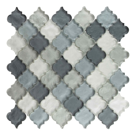 Andova Tiles SAMPLE-Grandio Myst Grey 2-in. Arabesque Polished Glass Wall & Floor Mosaic Tile SAM-ANDGRA410