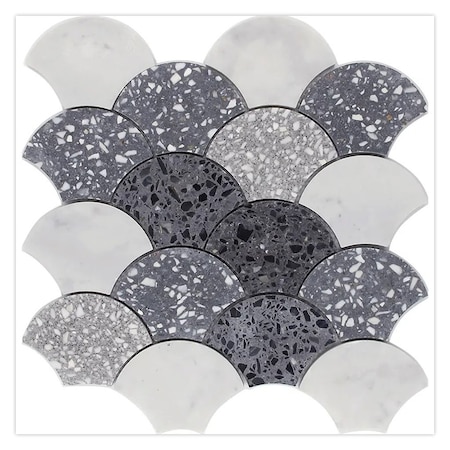 Apollo Tile Stellare 12x12 Honed White, Gray Terrazzo, Carrara Marble Wall and Floor Tile 5 sq ft/case, 5PK APLVNZ8803SCA
