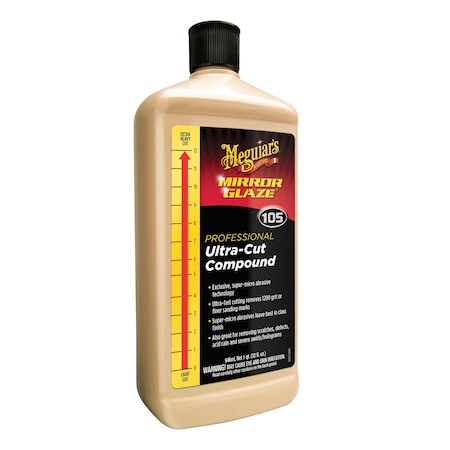 Meguiars Mirror Glaze Ultra-Cut Compound, 32 oz Bottle, Gloss Creamy White, Liquid M10532