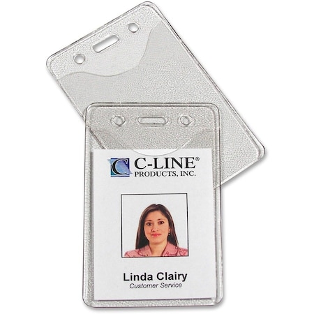 C-Line Products Heavy Duty Badge Holders, Vinyl, Vertical, 2 3/8 x 3 3/8, 100/BX 88617