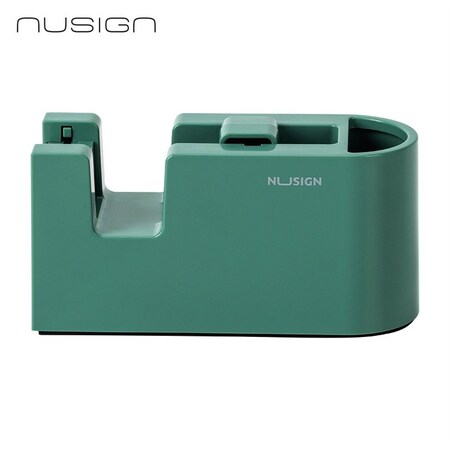 Deli NUSIGN Desktop Tape Dispenser, Hidden Sliding Blade, Pen Holder, White ENS123