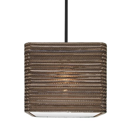 Besa Lighting Besa Kirk 12 Stem Pendant, Corrugated Cardboard, Black Finish, 1x 9W LED 1TT-KIRK12-LED-BK
