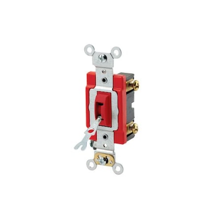 Leviton Wall Switch, 1 hp, Locking, 20 A, Red 1221-2RL