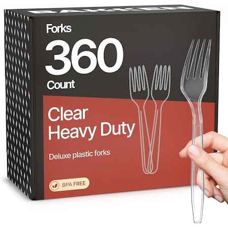 Bakkenmaster Disposable Cutlery Set Heavy-Duty BPA-Free Plastic Forks, Reusable and Heat-Resistant, 360PK BK-360CF