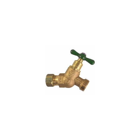 Arrowhead Brass No-Kink Hose Bibb With Vacuum Breaker, Lead-Free, 1/2 Copper Compression x 3/4-In. Hose Thread 264CCLF