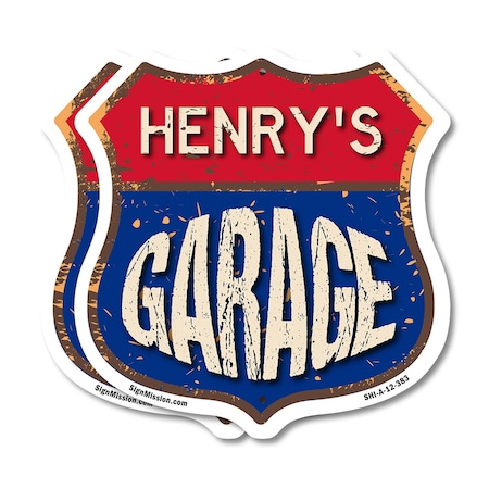 Signmission Henry's Garage, 12 inch X 12 inch, Aluminum Metal Sign, 2PK SHI-A-2PACK-12-383-HENRY
