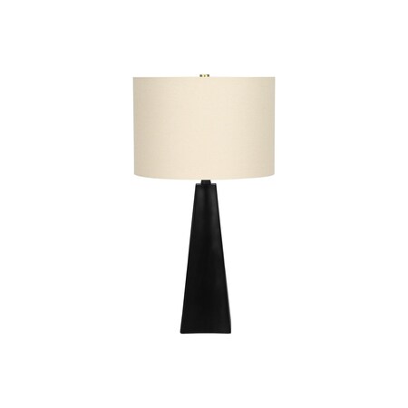 Homeroots 27" Black Geometric Table Lamp With Beige Drum Shade 545864