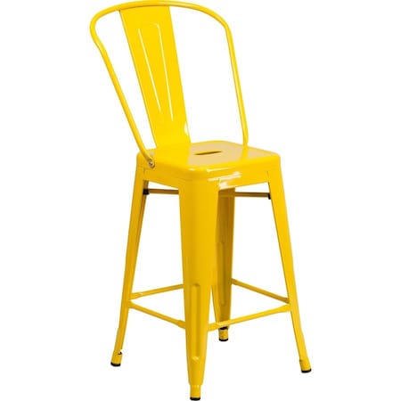Flash Furniture 24" High Yellow Metal Counter Height Stool w/Back CH-31320-24GB-YL-GG