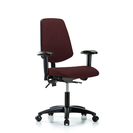 Blue Ridge Ergonomics Desk Chair Fab Desk Chair, Med, Bk, AA, Casters, Bur, Adjustable Arms, 19" to 24" Height, Fabric BR-FDHCH-MB-RG-T0-A1-RC-F41