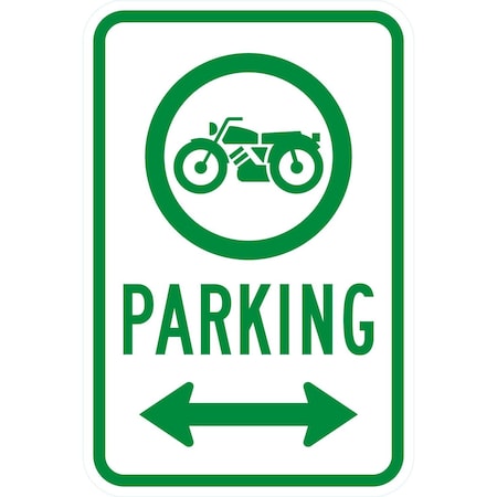Lyle Motorcycle Parking <---> (W/Sym), 12x18, Engineer Grade, White G-3604-EG_12x18