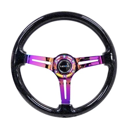 Slugfest Supplies 350 mm 3 in. Reinforced Steering Wheel Flake with Neochrome Center Mark, Black SL2178570