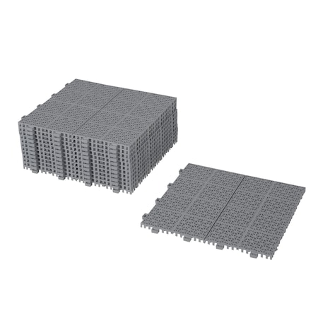 Edendirect 1 ft. x 1 ft. Quick Deck PVC Plastic Interlocking Deck Tile in Gray Snowflake Grain, 60 sq ft. ED-W2391P189625