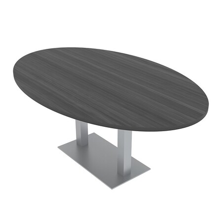 Skutchi Designs Oval Conference Table With Power Unit, 48 in W, 84 in L, Grey HAR-OVL-48X84-DOU-WA7949-NA