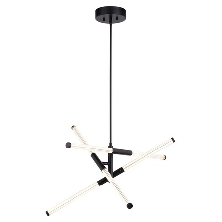 Vaxcel Avalon 3-Light 27 in W Matte Black Pendant Light with Frosted White Shade, Integrated LED P0425R