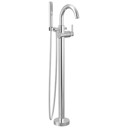 Delta Trinsic Single Handle Floor Mount Tub Filler Trim with Hand Shower T4759-FL