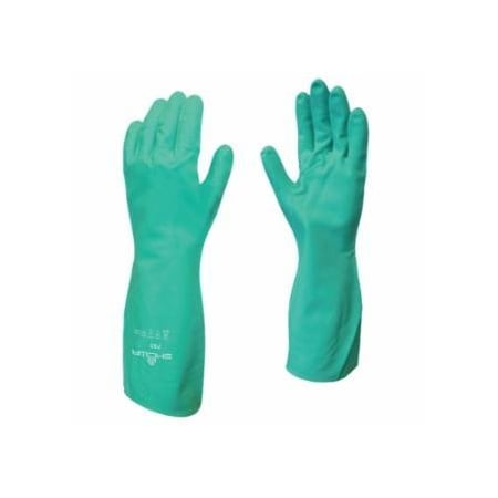 Showa ChemRest Chemical-Resistant Coated Gloves, 730, 9/Large, Bisque Finish, Flocked Liner, Green 845-730-09
