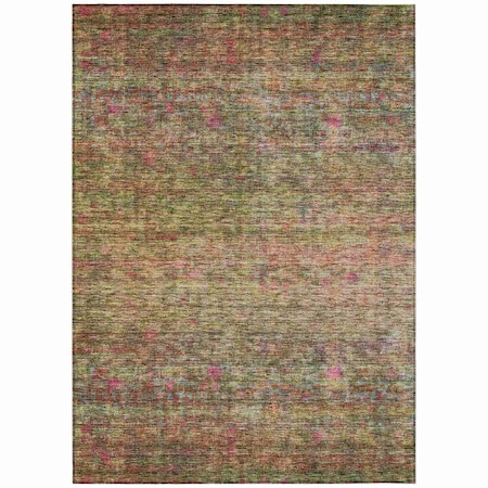 8' X 10' Artichoke Green And Hot Pink Floral Washable Indoor Outdoor Area Rug