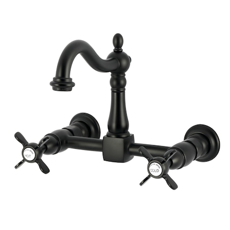 Kingston Brass Two-Handle Wall Mount Bridge Kitchen Faucet, Matte Black KS1260BEX