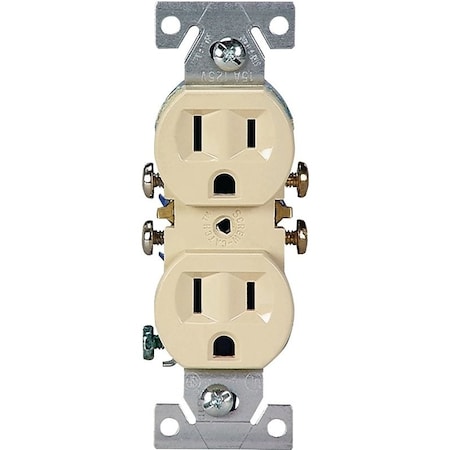 Eaton Wiring Devices Duplex Straight Blade Receptacle, 5-15R, 15 A, 125V AC, 2 Pole, 3 Wire, Flush Mount, Grounded 270V10