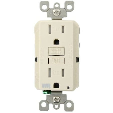 Leviton Self-Test GFCI Receptacle, Tamper Resistant Duplex, 15 Amp, 125 Volt, 5-15R NEMA GFWT1-T