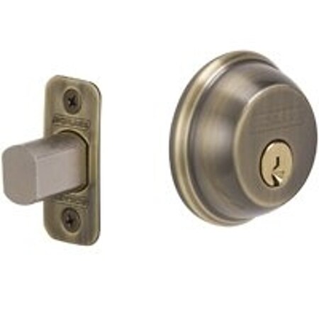 Schlage Deadbolt, Antique Brass, 238 x 234 in Backset, C Keyway B60NV609KA4