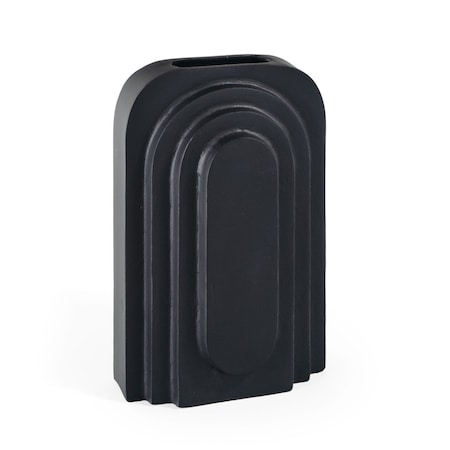 Homeroots 12" Black Geometric Aluminum Table Vase 576759