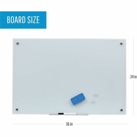 Mastervision Magnetic Glass Dry-Erase Board, 24" X 36" GL070107
