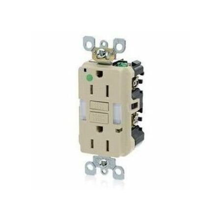 Leviton GFIRcptcl, 15A, 125VAC, Ivory, Thermoplastic GFNL1-HGI
