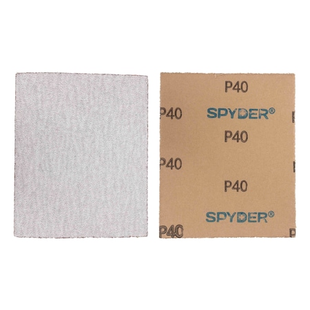 Spyder 4.5-Inch x 5.5-Inch 40 Grit Aluminum Oxide with Stearate Sandpaper Sheets, 8PK 500028