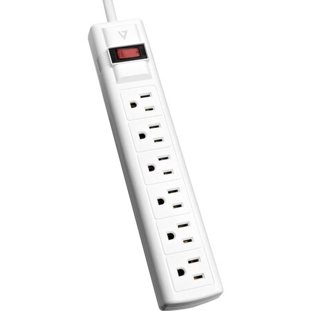 V7 V7 SA0608W-9N6 8 ft. 6-Outlet Surge Protector cord & 900 Joules; Power Strip 125V - White SA0608W-9N6