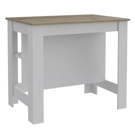Homeroots White and Brown 41in Kitchen Island With Storage 477872